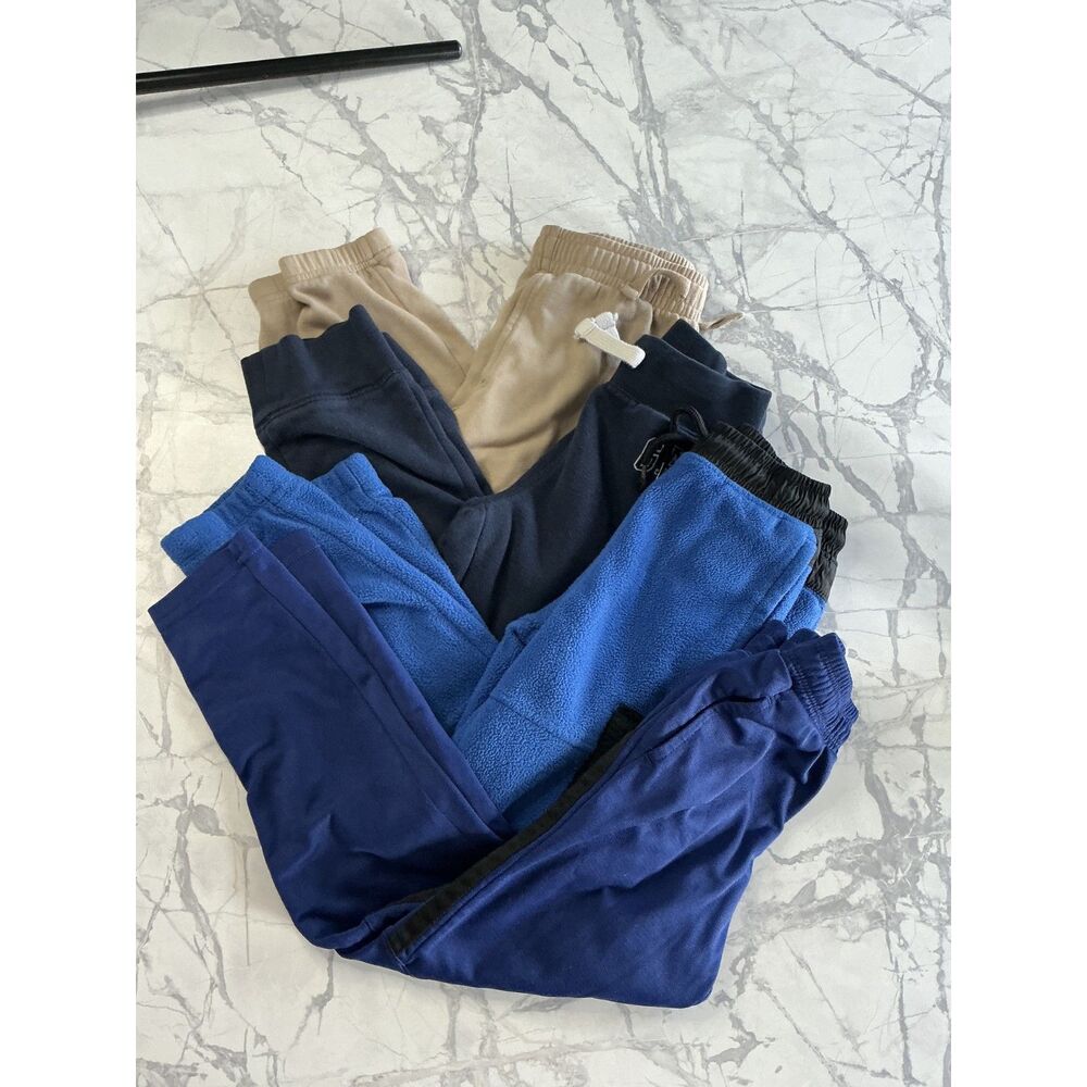 Boys Sweatpants Joggers Lot of 5 Size 6-8 GAP Athletic Works Navy Blue Tan